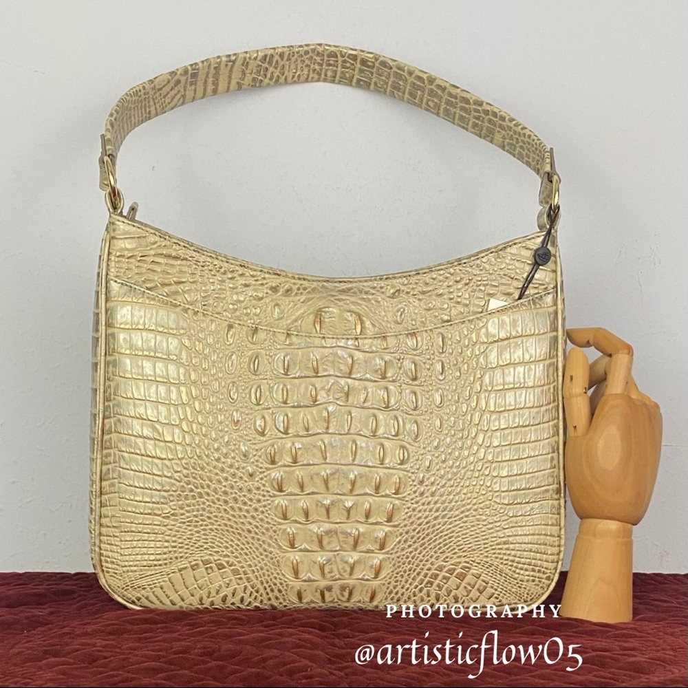 RARE Brahmin Leather Silver Birch Noelle Satchel - Picture 4 of 8
